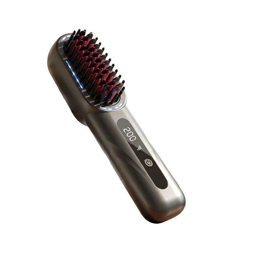 Portable Wireless Hair Straightener 4 Temp Settings Shrink Design Straight Hair Comb LCD Display Rechargeable Straightening Comb